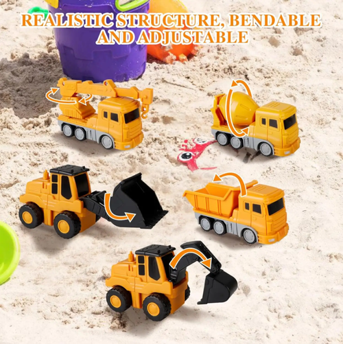 26-piece Magnetic Transforming Engineering Vehicle Assembly Toy, DIY Deformable Construction Vehicles with Storage Box
