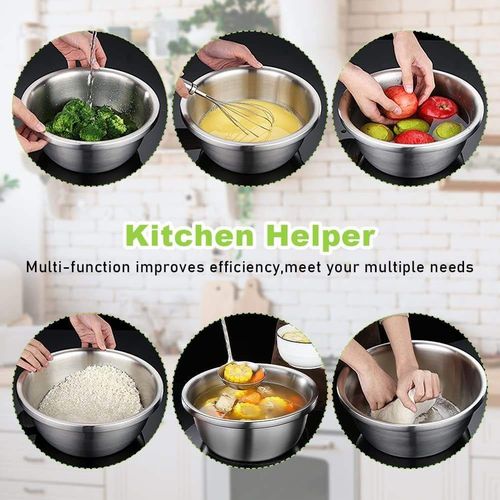 3-in-1 Colander, Mixing Bowl, and Drain Basket Set, Vegetable Chopper, Stainless Steel Grater and Drain Basket