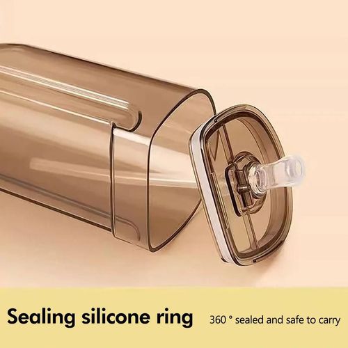 Bus-shaped straw plastic toy cup with portable shoulder strap, suitable for children, school, and babies a toy water bottle.