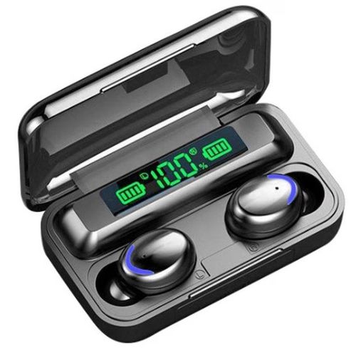 TWS F9-5 Bluetooth telefon fülhallgató, vezeték nélküli, Bluetooth 5.0, egykattintásos érintésvezérlés, 8D HiFi hang, játék, LED kijelző, IPX-7 vízállóság, zajszűrés
