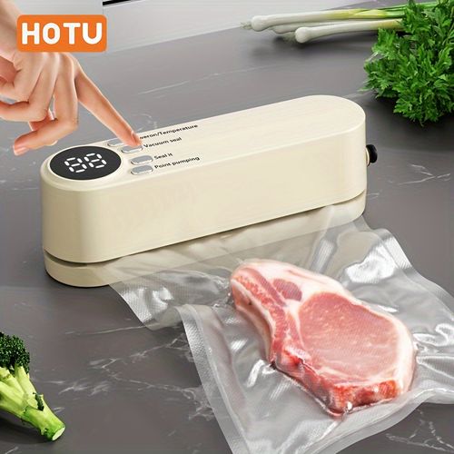 HOTU 1pc 1200Mah Portable Multi-Function Automatic Food Sealing Device with Snack Sealing System, External Suction And Inflation Capability - Rechargeable USB Vacuum Sealer for Kitchen And Outdoor Gatherings