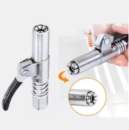 Strong Lock on Grease Couplers with Spring Flex Hose