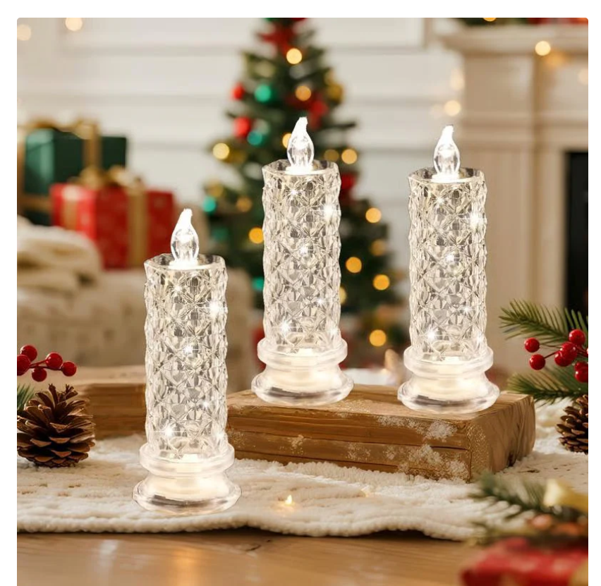 🎁LED Crystal Candle Lights- Romantic Tabletop Night Lights