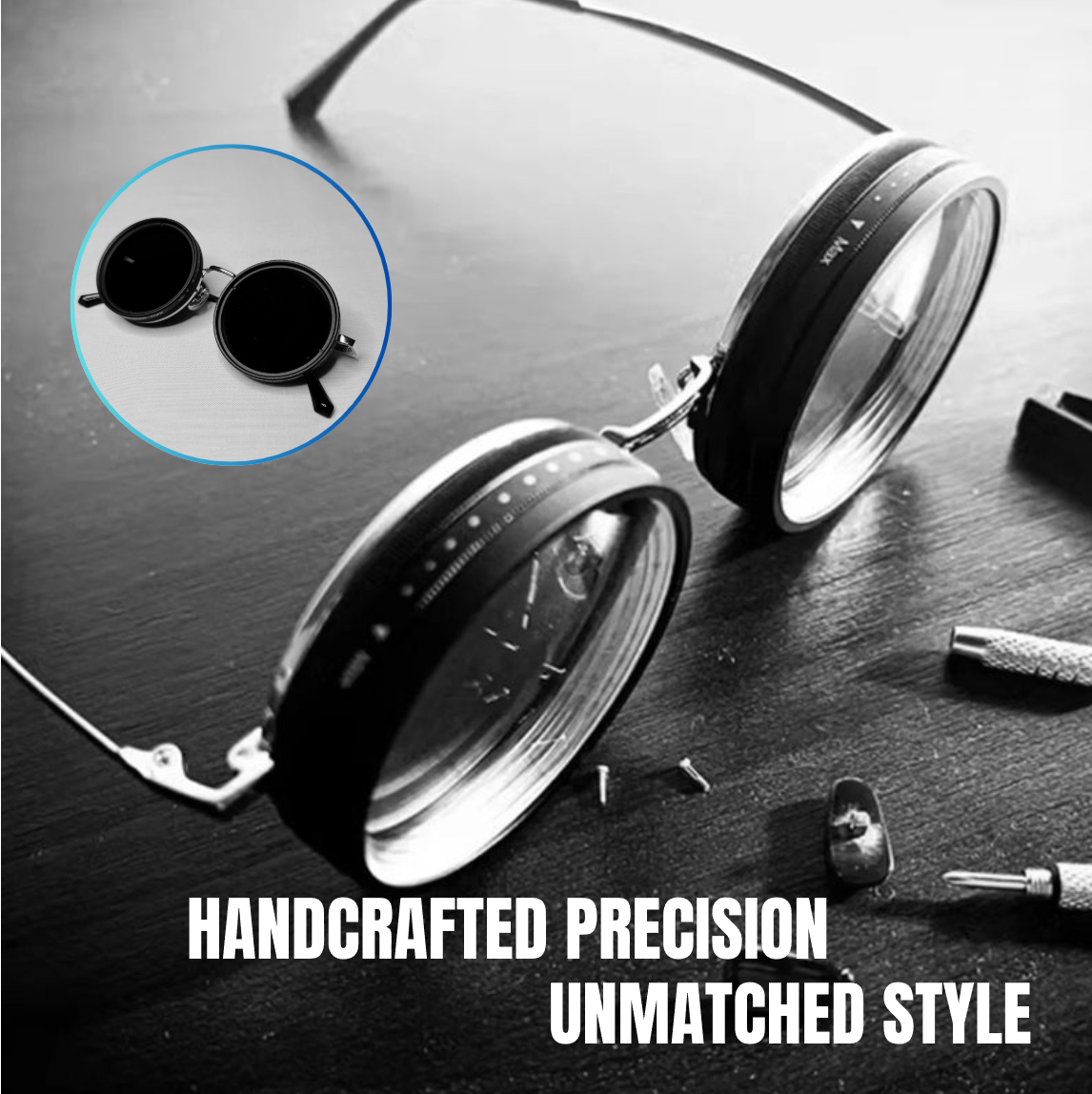 （🔥🔥🔥High-tech from outer space🔥🔥🔥）Adjustable Steampunk Round Sunglasses