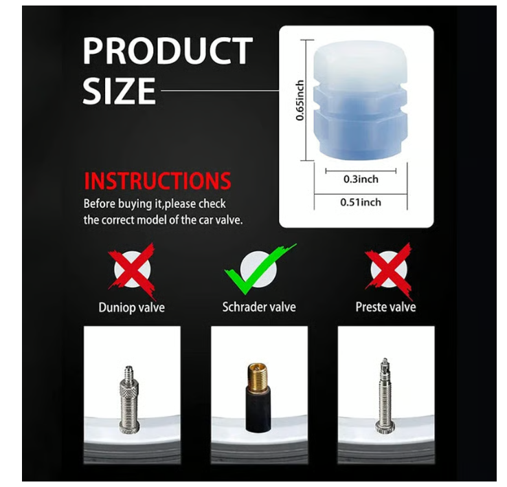 💥LAST DAY SALE 49% OFF💥Tire Valve Cap Set (4 PCS Set),Universal Bicycle Stem Covers, Waterproof Luminous Car Tire Valve Caps