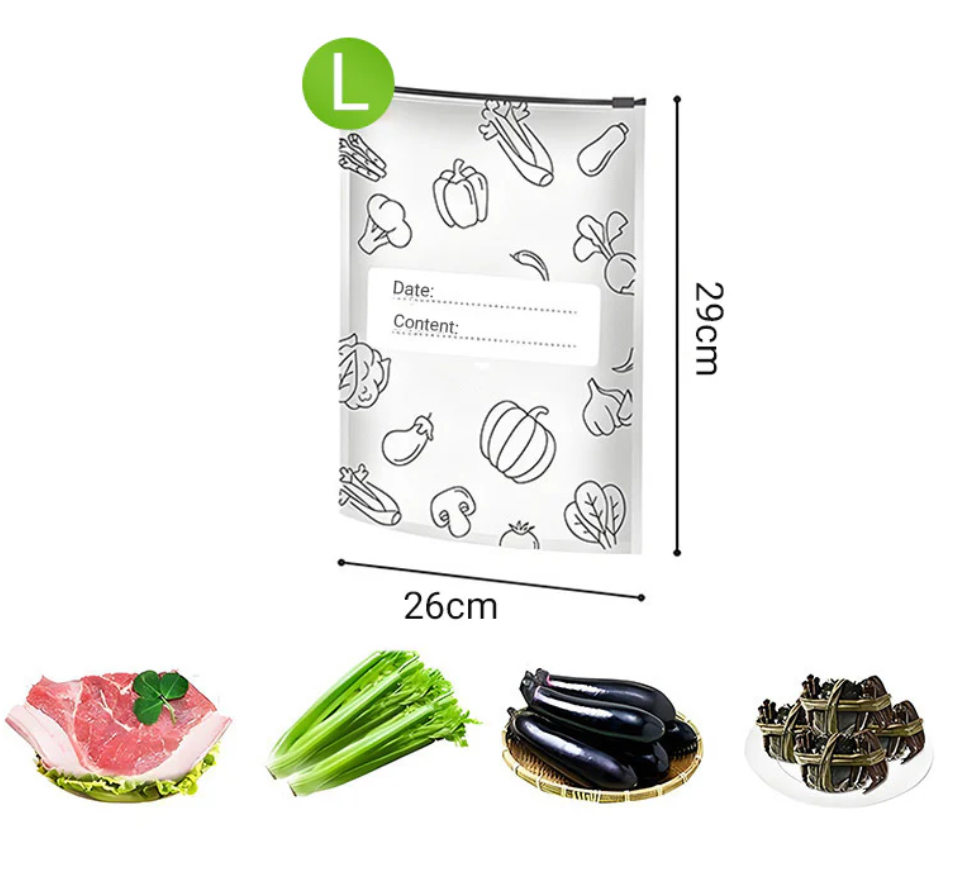 🍗1 SetL(26*29cm) (10pcs pack)🥦Reusable Aluminum Foil Sealable Storage Bags