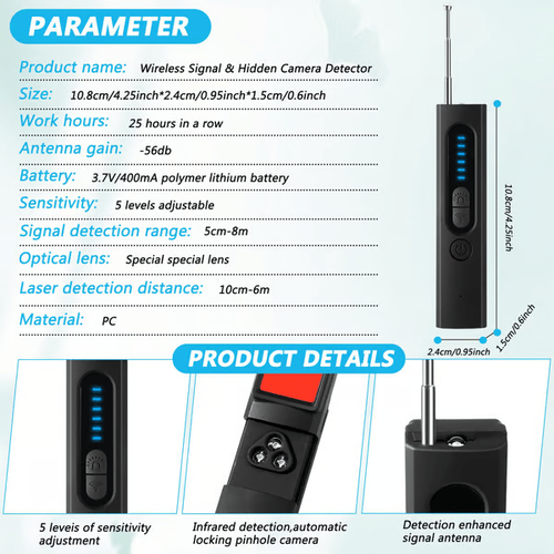 Hidden Camera Detectors, GPS Tracker Detector and RF Signal Scanner