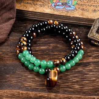 ✨ Money Attraction Necklace With GreenAventurine & Tiger Eye Pendant Healing Crystal Stone