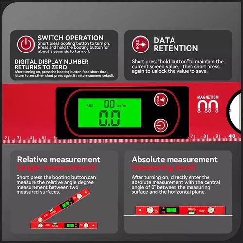 Multi-Function High Precision Magnetic Level with LCD Digital Display