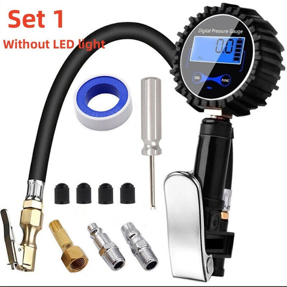 Digital tire inflator with pressure gauge