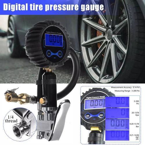 Digital tire inflator with pressure gauge