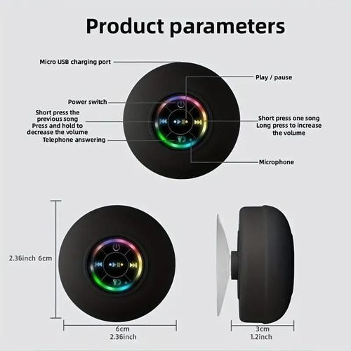 USB Rechargeable Waterproof Speaker with LED Light