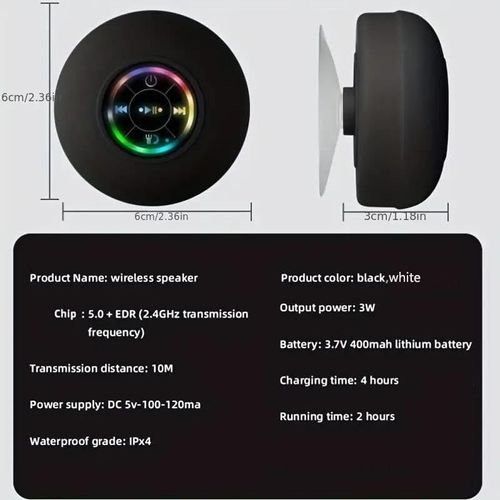 USB Rechargeable Waterproof Speaker with LED Light