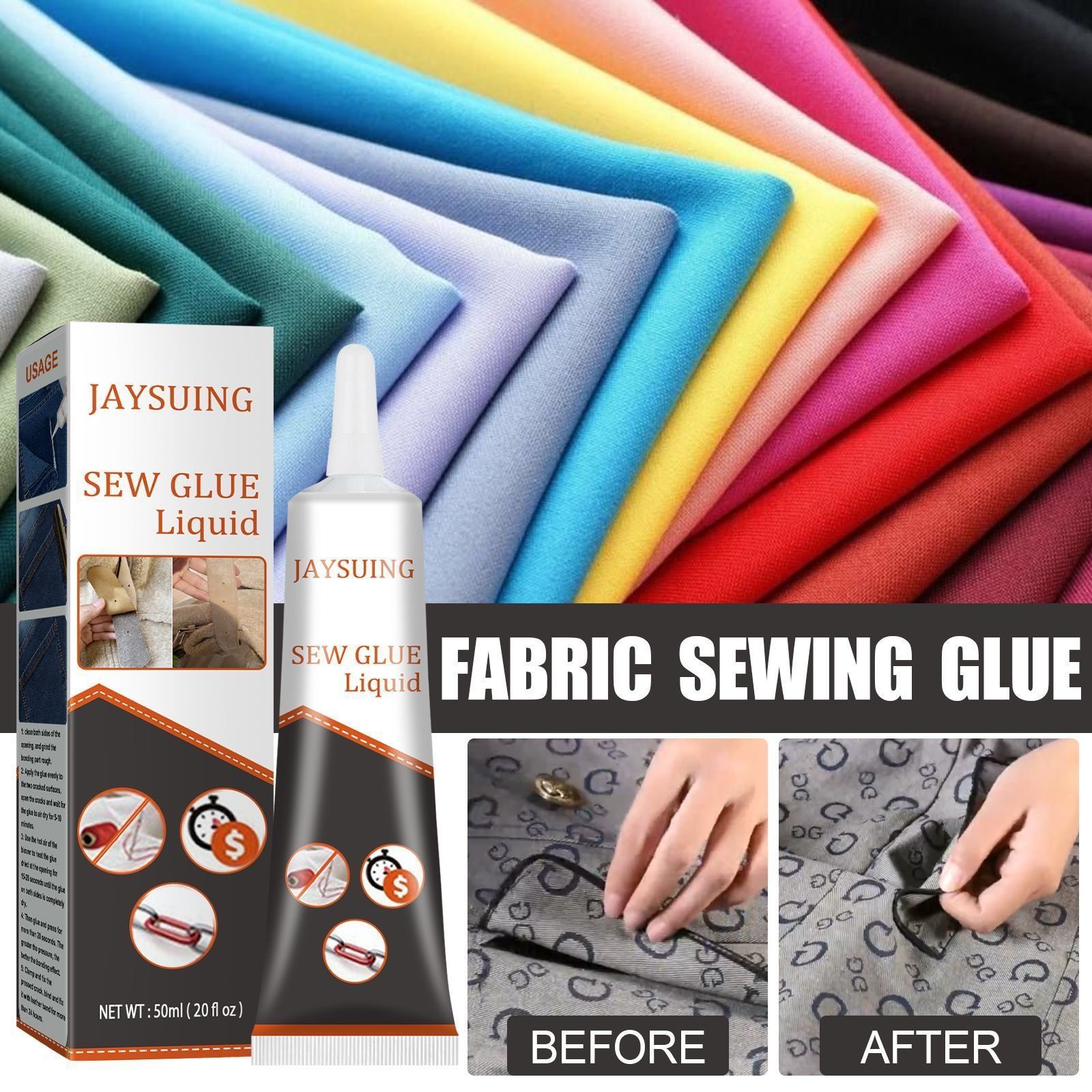 BUY 1 GET 2 !!! 🔥Hot Sale🔥Cloth Repair Sew Glue(1 set 50ml)