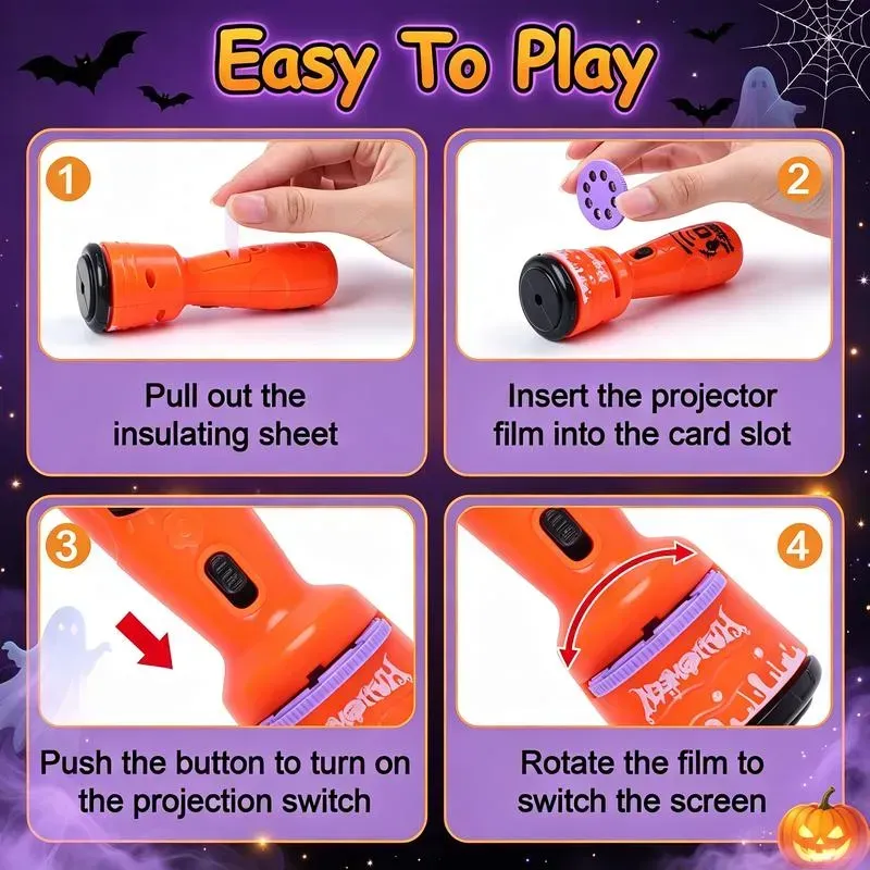 Kids Christmas Halloween Projection Flashlight Toy