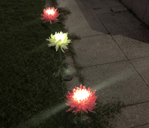 SPRING ARTIFICIAL Chrysanthemum SOLAR GARDEN STAKE LED