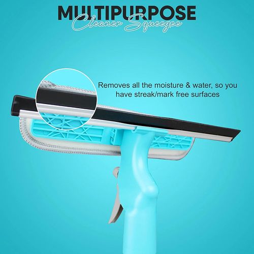 4-in-1 Glass Cleaner - Combines wiper, scraper, brush and spray bottle