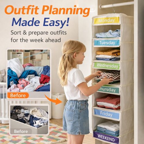 Monday–Friday Hanging Clothes Organizer (Kids’ Weekly Outfit Planner) 👕📅✨