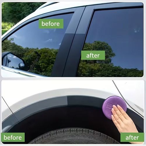 🚗 Multi-Purpose Car Trim & Tire Restoration Wax – Deep Black Shine, Long-Lasting Protection, Anti-Aging & Waterproof, Easy Application, Restores Faded Trim & Tires Like New ✨