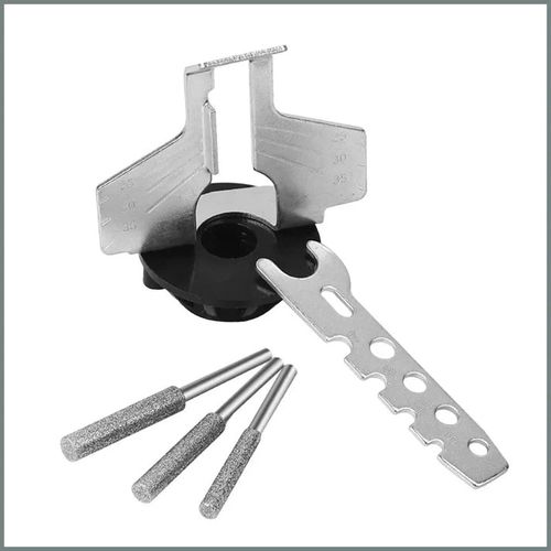Angle grinder sharpener for chainsaw