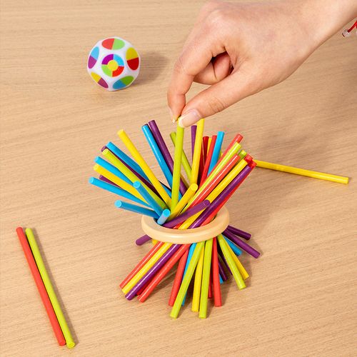 wooden ball and stick dexterity game