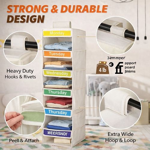 Monday–Friday Hanging Clothes Organizer (Kids’ Weekly Outfit Planner) 👕📅✨