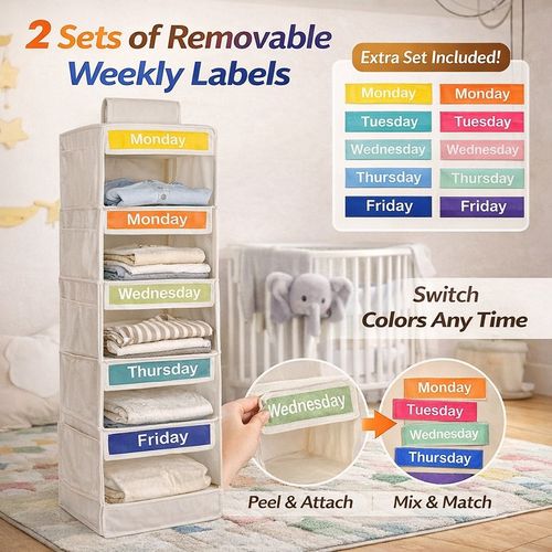 Monday–Friday Hanging Clothes Organizer (Kids’ Weekly Outfit Planner) 👕📅✨