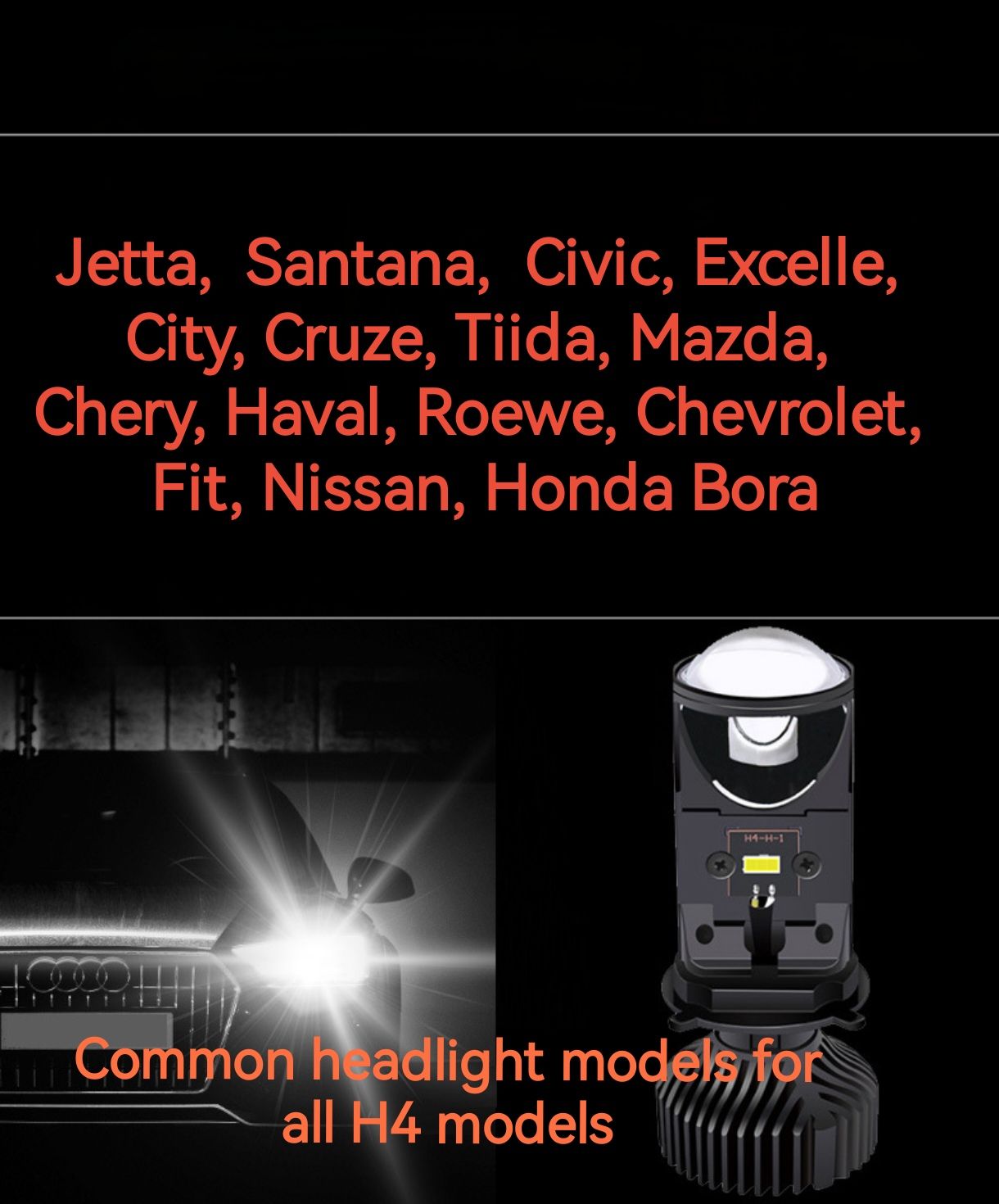 BIG DISCOUNT !! H4 Integrated high and low beam LED headlight (Only applicable to H4 headlight model！！