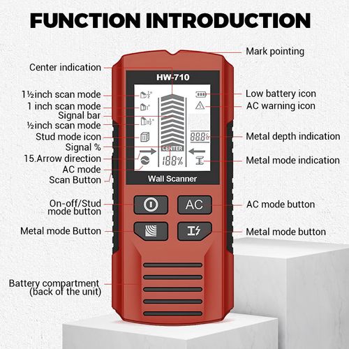 Multifunctional handheld metal and wall detector