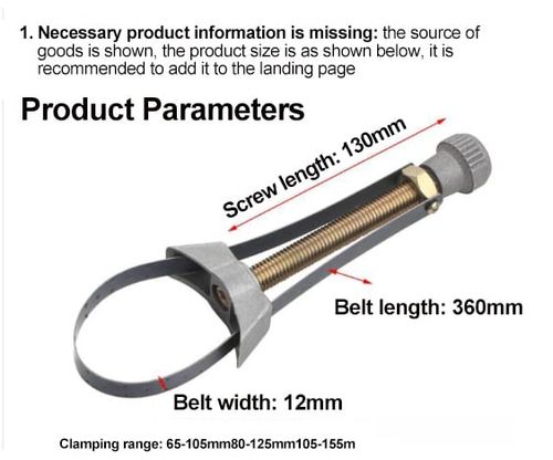 Auto Car Diameter Adjustable Oil Filter Removal Strap Wrench Tool