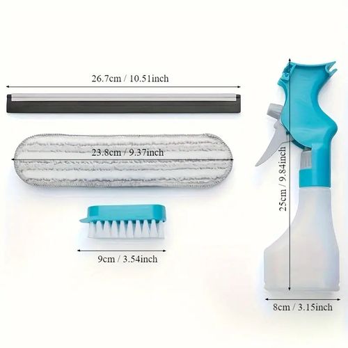 4-in-1 Glass Cleaner - Combines wiper, scraper, brush and spray bottle