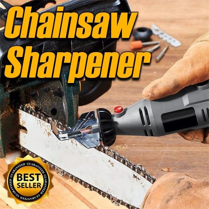 Angle grinder sharpener for chainsaw