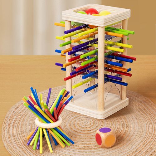 wooden ball and stick dexterity game
