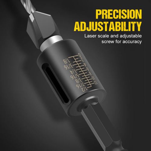 4PCS Wood Countersink Drill Bit Set with Depth Stop