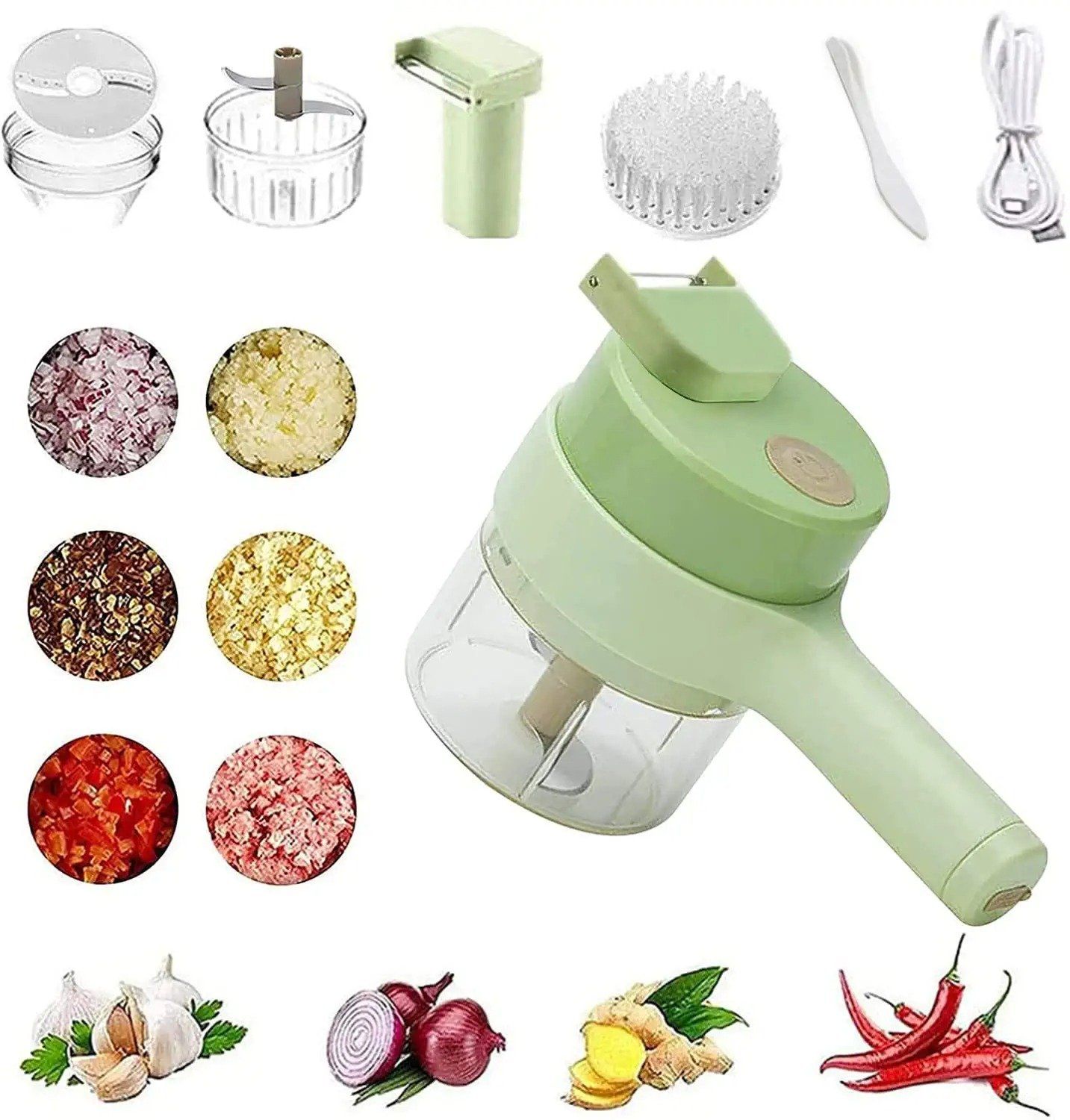 Best kitchen Tool💝 4 In 1 Handheld Electric Vegetable Cutter Set