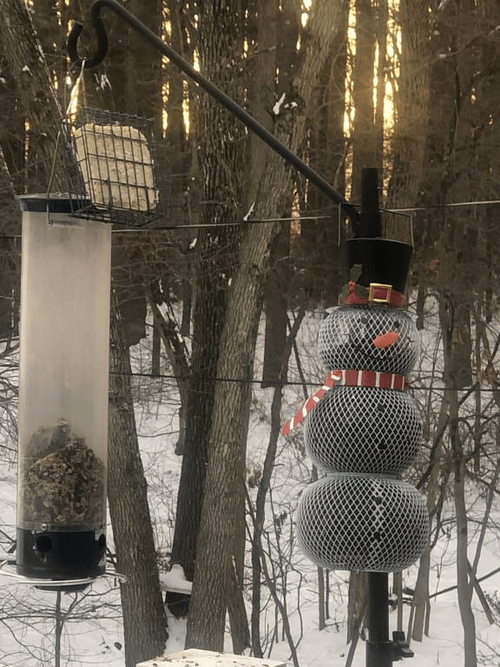 Snowman Metal Mesh Bird Feeder