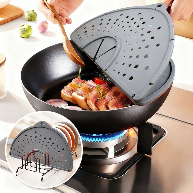⏰Foldable Silicone Anti-Spill Splatter Screen Lid🍲