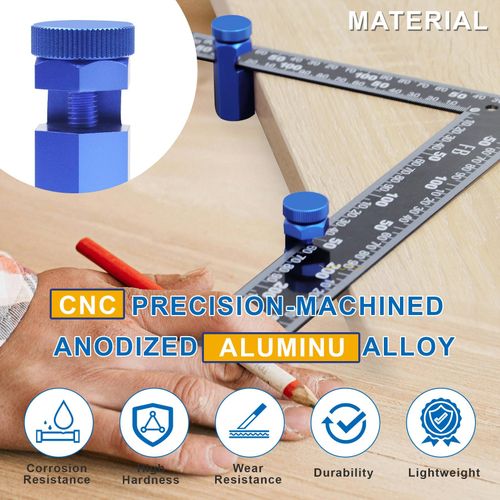 Tall Stair Gauges for Framing Square – Hexagonal Stable Lock with Holder & Hook for Carpentry & Circular Saw