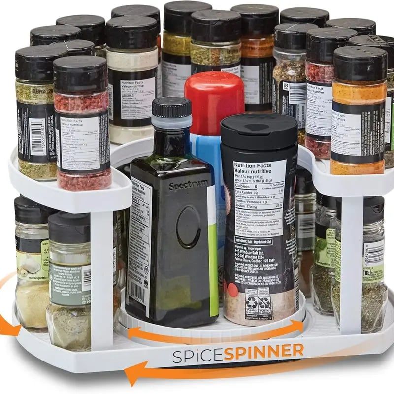 2-Tier Spice Rack Organizer for Cabinet | Rotating Lazy Susan Spice Organizer Holds 40 Spice Jars | Countertop & Pantry Spice Shelf for Kitchen Organization & Storage