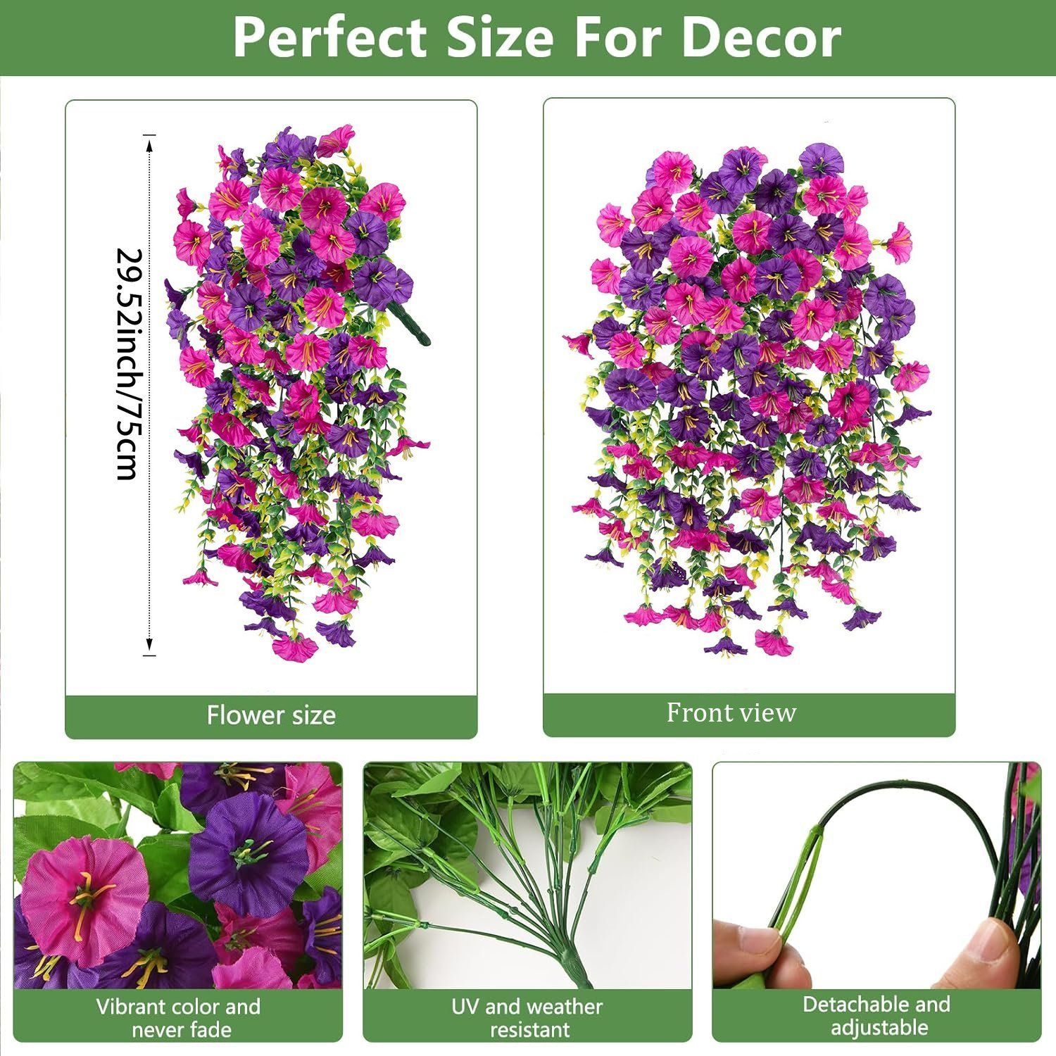🌺UV Resistant Hanging Artificial Morning Glory Vine 💖（🔥Purple & Red）