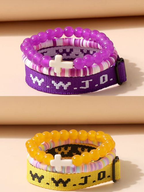 WWJD Letter Design Beaded Bracelet