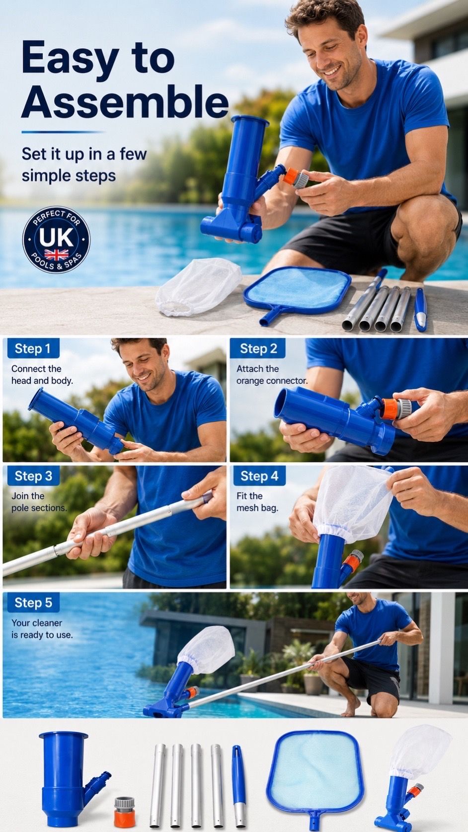 💥BIG Discount!!  Pool cleaning vacuum set💦
