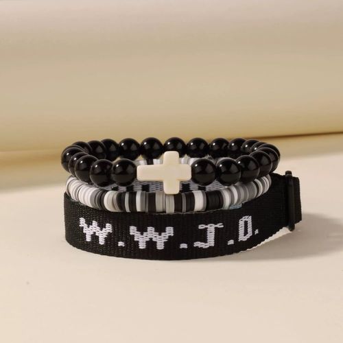 WWJD Letter Design Beaded Bracelet