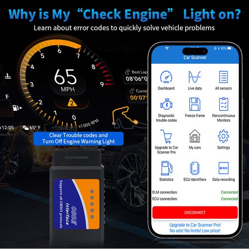 أداة تشخيص أعطال المركبات ELM327 V1.5 BT 4.0 مع ماسح ضوئي لاسلكي