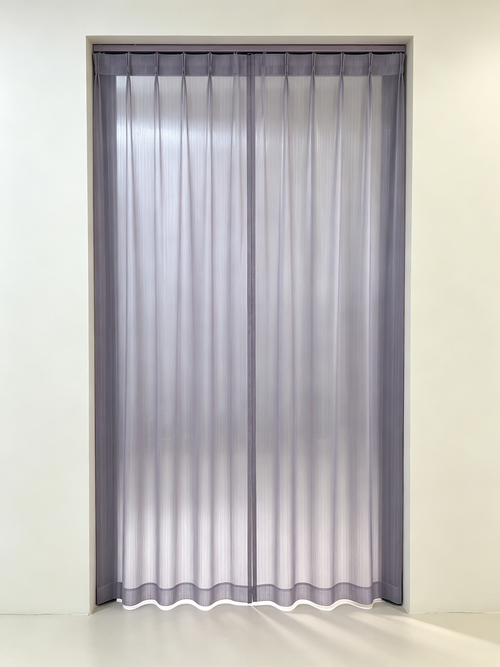 Magnetic Ice Silk Striped Screen Door Curtain Punch‑Free Insect Proof Partition Curtain for Home