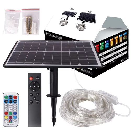 Outdoor Solar Strip Light RGB LED PVC Cuttable IP65 10m Length for Christmas Backdrop Decor with 6-8h Charging
