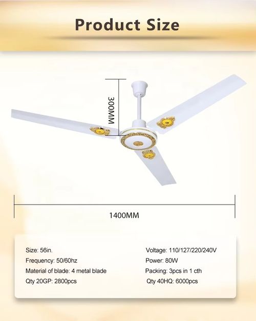Copper Motor Electric Solar Powered Outdoor Household Hotel Air Cooling 48 56 Inch Useful Classical ceiling Fan With Decoration