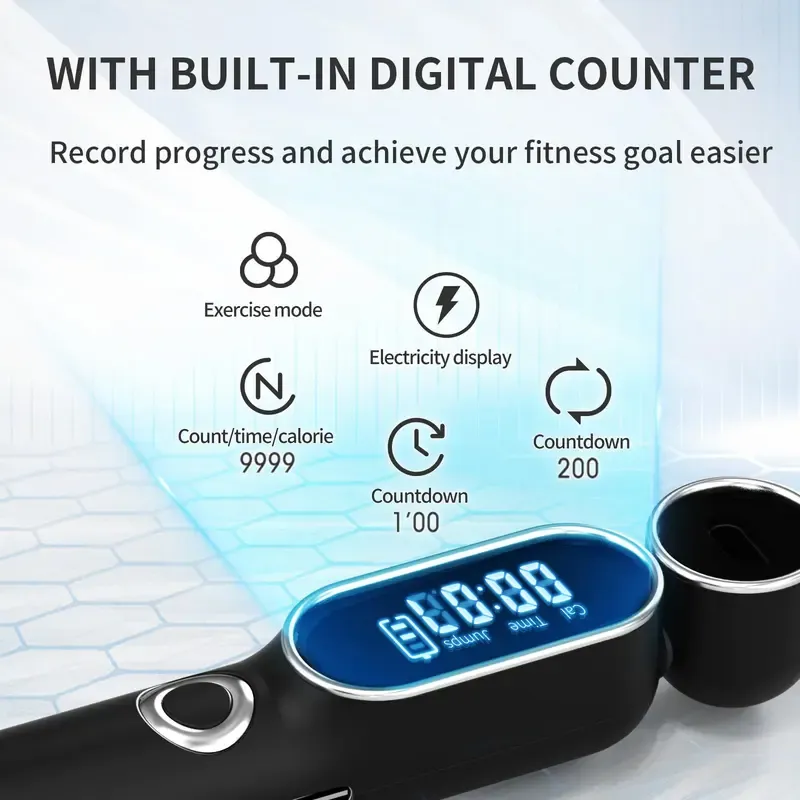 Jump Rope,Ropeless jump ropes weighted with counter for fitness,Home, Indoor or Outdoor exercise use,Workout,Gym,Cordless jump rope for Women,Men, Adults, Kids jumprope ropeless jump rope