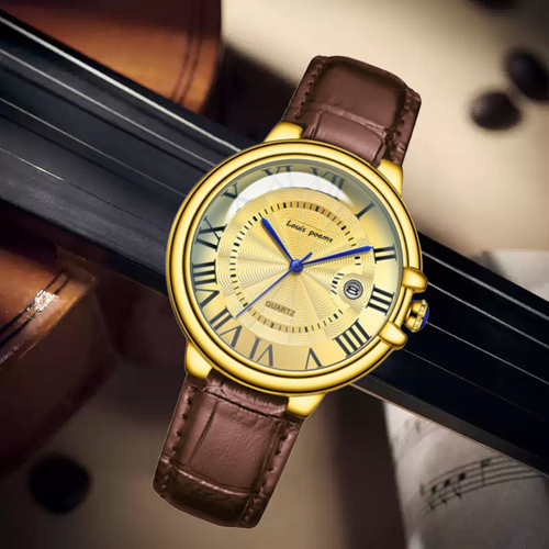 sjd ⏱️2026 Roman men's fashion quartz watch, business high-end leather strap