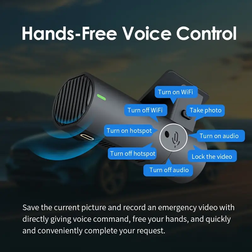 KAWA 2K, 1440P Wireless Car Camera with Hands-Free Voice Control.